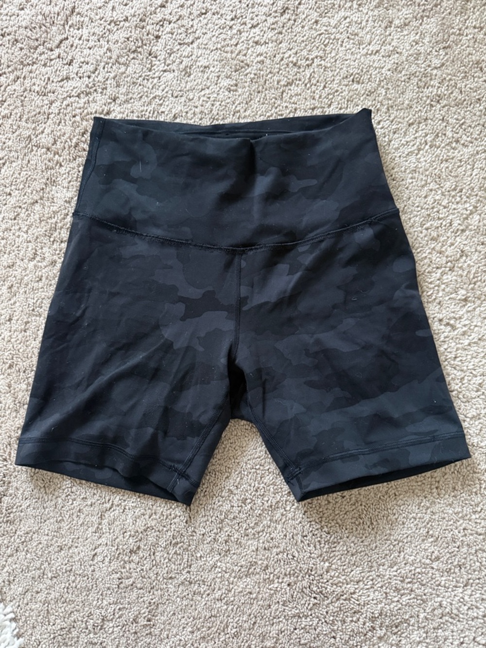 Lulu Lemon High-Waist Black Camo Women’s Workout Shorts